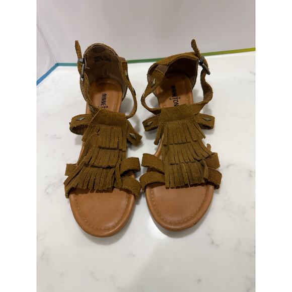Minnetonka Fringe Brown Leather Sandals Size 7 Excellent Condition - Picture 8 of 9